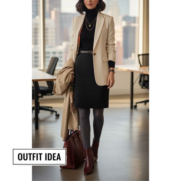 Diane von Furstenberg Pencil Skirt Black Emma Diamond Quilted Mini Designer 4 - Picture 7 of 7